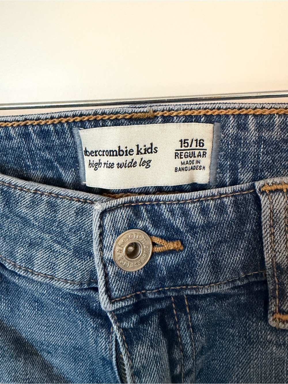 abercrombie kids light blue high-rise wide leg jeans